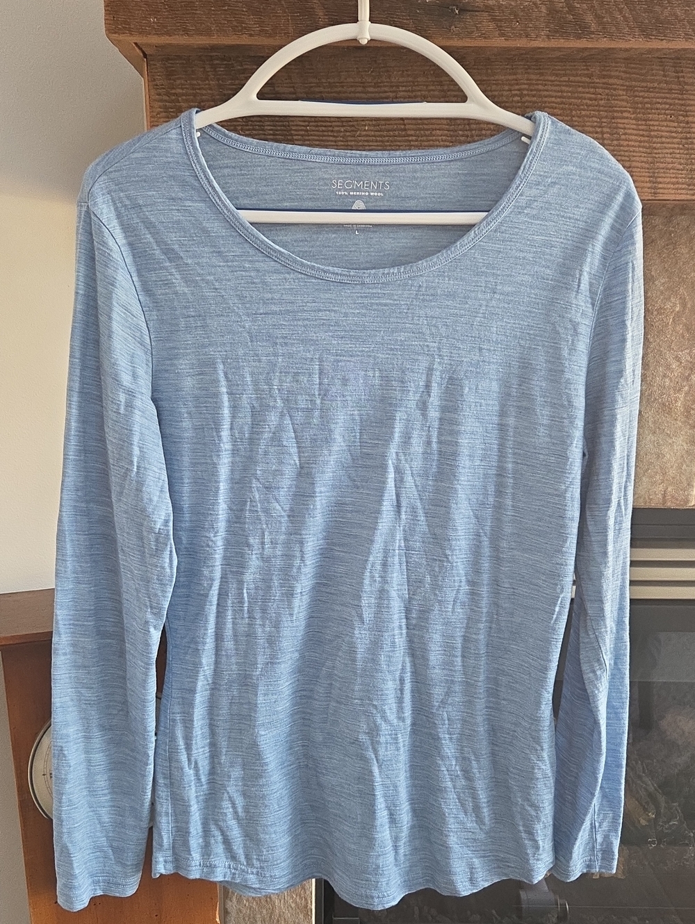 Seg'Ments 100% Merino Wool Long Sleeve Light Blue Shirt Womens Large
